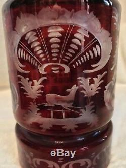 Vintage 1920s EGERMANN RUBY RED Bohemian Czech Art Glass 10.5 WINE DECANTER