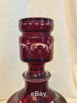 Vintage 1920s EGERMANN RUBY RED Bohemian Czech Art Glass 10.5 WINE DECANTER