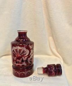 Vintage 1920s EGERMANN RUBY RED Bohemian Czech Art Glass 10.5 WINE DECANTER