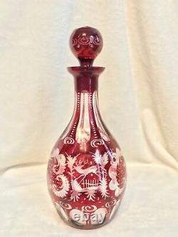 Vintage 1920s EGERMANN RUBY RED Bohemian Czech Art Glass 11 WINE DECANTER