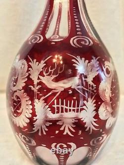 Vintage 1920s EGERMANN RUBY RED Bohemian Czech Art Glass 11 WINE DECANTER