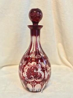 Vintage 1920s EGERMANN RUBY RED Bohemian Czech Art Glass 11 WINE DECANTER