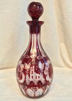 Vintage 1920s EGERMANN RUBY RED Bohemian Czech Art Glass 11 WINE DECANTER
