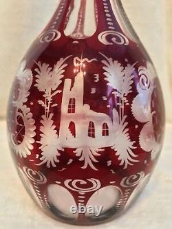 Vintage 1920s EGERMANN RUBY RED Bohemian Czech Art Glass 11 WINE DECANTER