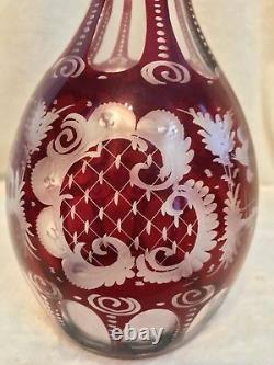 Vintage 1920s EGERMANN RUBY RED Bohemian Czech Art Glass 11 WINE DECANTER