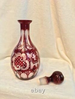 Vintage 1920s EGERMANN RUBY RED Bohemian Czech Art Glass 11 WINE DECANTER