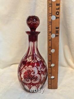 Vintage 1920s EGERMANN RUBY RED Bohemian Czech Art Glass 11 WINE DECANTER