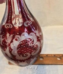 Vintage 1920s EGERMANN RUBY RED Bohemian Czech Art Glass 11 WINE DECANTER