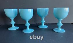 Vintage 1930 French Portieux Vallerysthal Opaline Blue Glass 4.5 Wine Glass