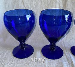 Vintage 1930' Set of 4 STEUBEN Blue Wine Crystal Glasses, Great Condition