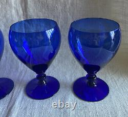 Vintage 1930' Set of 4 STEUBEN Blue Wine Crystal Glasses, Great Condition