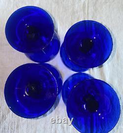 Vintage 1930' Set of 4 STEUBEN Blue Wine Crystal Glasses, Great Condition