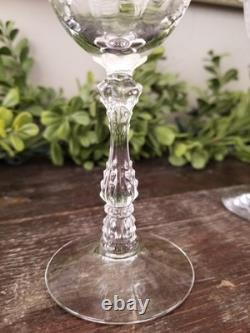 Vintage 1930's Fostoria Meadow Rose Etched Crystal Claret Wine Glasses Set 6