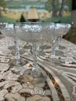 Vintage 1950 Rock Sharpe Villars Tall Cocktail Coupes Wine Glasses SET OF 10, 6