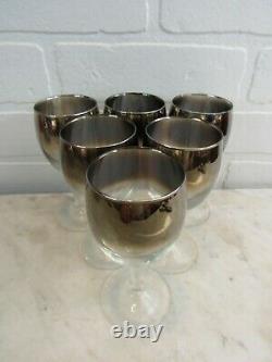 Vintage 1950s Barware Set Silver Ombre Dorothy Thorpe Style 6 Wine Glasses Caddy