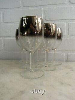 Vintage 1950s Barware Set Silver Ombre Dorothy Thorpe Style 6 Wine Glasses Caddy