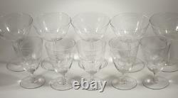 Vintage 1950s Hand Etched Crystal Wine/Sherbet glass Set Of 10