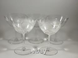 Vintage 1950s Hand Etched Crystal Wine/Sherbet glass Set Of 10