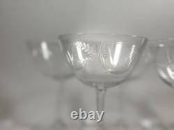 Vintage 1950s Hand Etched Crystal Wine/Sherbet glass Set Of 10