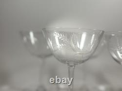 Vintage 1950s Hand Etched Crystal Wine/Sherbet glass Set Of 10