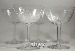 Vintage 1950s Hand Etched Crystal Wine/Sherbet glass Set Of 10