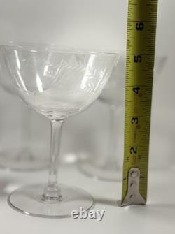 Vintage 1950s Hand Etched Crystal Wine/Sherbet glass Set Of 10