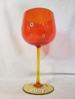 Vintage 1960's Tall Empoli Art Glass Goblet / Wine Glass