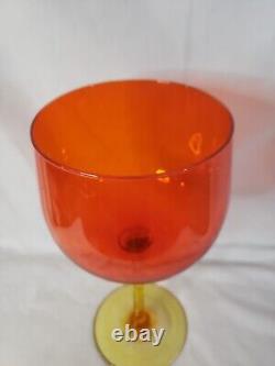 Vintage 1960's Tall Empoli Art Glass Goblet / Wine Glass