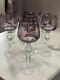 Vintage 1960s Set of 7 Crystal Bohemian Colorful Cut-to-Clear Hock Wine Glasses
