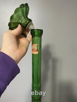Vintage 1970's Cevin Chianti Italian Glass Green Wine Bottle Decanter 46 tall