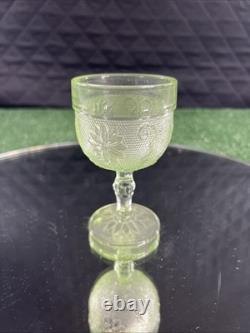 Vintage 1970s Indiana Tiara Wine Decanter 9pc Set Chantilly Green Sandwich Glass