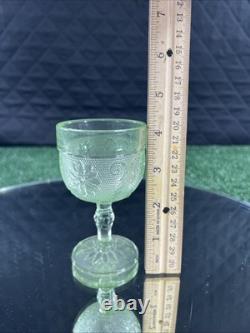 Vintage 1970s Indiana Tiara Wine Decanter 9pc Set Chantilly Green Sandwich Glass