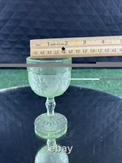 Vintage 1970s Indiana Tiara Wine Decanter 9pc Set Chantilly Green Sandwich Glass