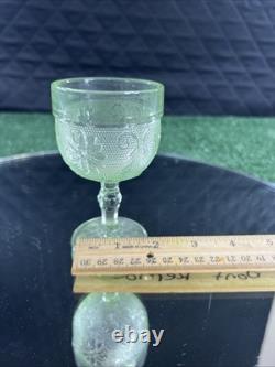 Vintage 1970s Indiana Tiara Wine Decanter 9pc Set Chantilly Green Sandwich Glass