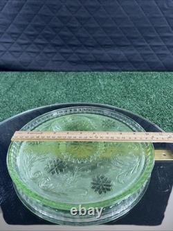 Vintage 1970s Indiana Tiara Wine Decanter 9pc Set Chantilly Green Sandwich Glass