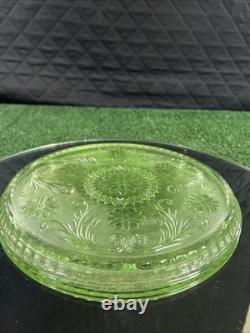 Vintage 1970s Indiana Tiara Wine Decanter 9pc Set Chantilly Green Sandwich Glass