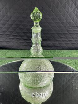 Vintage 1970s Indiana Tiara Wine Decanter 9pc Set Chantilly Green Sandwich Glass