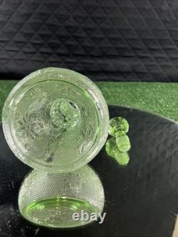 Vintage 1970s Indiana Tiara Wine Decanter 9pc Set Chantilly Green Sandwich Glass