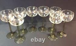 Vintage 1970s Set of 8 Yellow Stemmed Tall Hock Wine Glasses Cocktail Bar