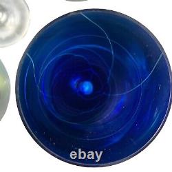 Vintage 1979 Maslach Favrile Aurene IRIDESCENT WINE GLASSES Art Glass Set of 4