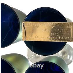 Vintage 1979 Maslach Favrile Aurene IRIDESCENT WINE GLASSES Art Glass Set of 4