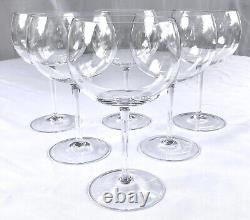 Vintage 1980's Set of 6 Tiffany 8 Red Wine Balloon Goblets / Glasses