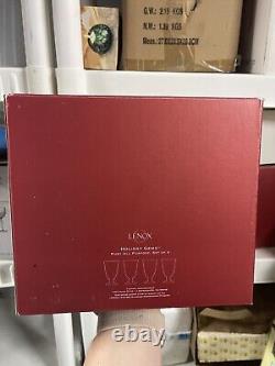 Vintage 1990's LENOX RUBY Red Holiday Gems WINE Goblets 6 3/8 Set of 8 in Box