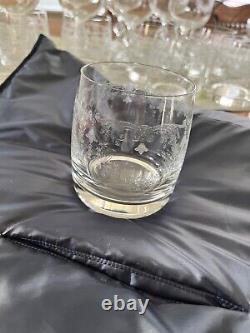 Vintage 24 glasses of Bohemian Crystal Cascade 6? Wine Goblet Cut Etched
