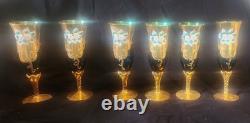 Vintage 24k Handpainted Murano Wine Glasses