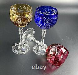 Vintage- 3 Vineyard Grape by Bayel Multi-Color Cut-Crystal Wine Glasses
