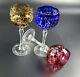 Vintage- 3 Vineyard Grape by Bayel Multi-Color Cut-Crystal Wine Glasses