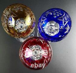 Vintage- 3 Vineyard Grape by Bayel Multi-Color Cut-Crystal Wine Glasses