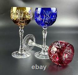 Vintage- 3 Vineyard Grape by Bayel Multi-Color Cut-Crystal Wine Glasses