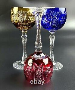 Vintage- 3 Vineyard Grape by Bayel Multi-Color Cut-Crystal Wine Glasses